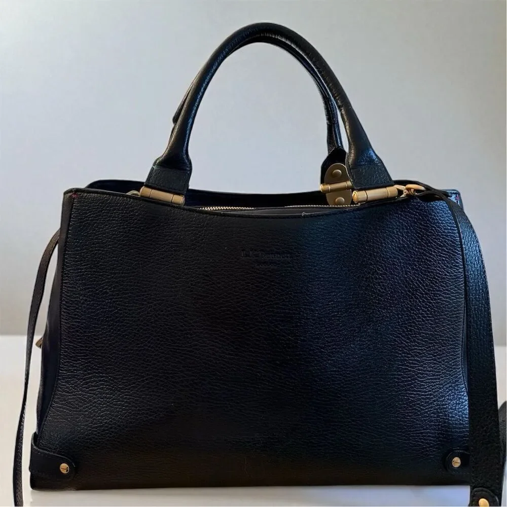 L.K. Bennett London Tt Julia Black Leather Satchel Gold Hardware Crossbody Bag